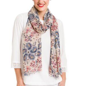 Melifluos Spanish Design Printed Viscose Scarf (Beige Paisley) - NWT